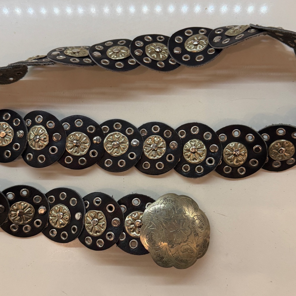 Vintage Black and Silver Concho Belt